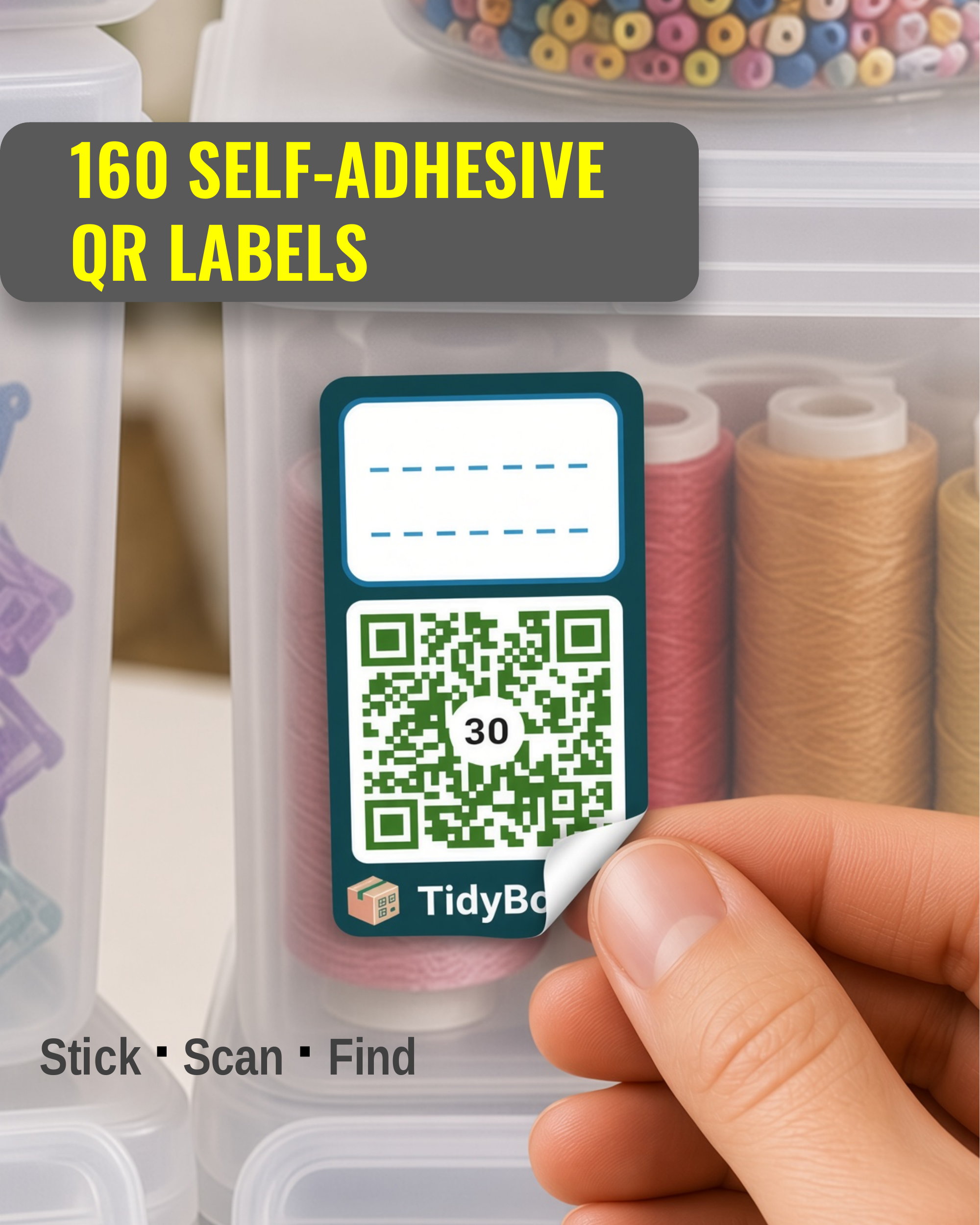 Smart QR Storage Labels – 160 Mini Stickers for Craft Room, Workshop Organization