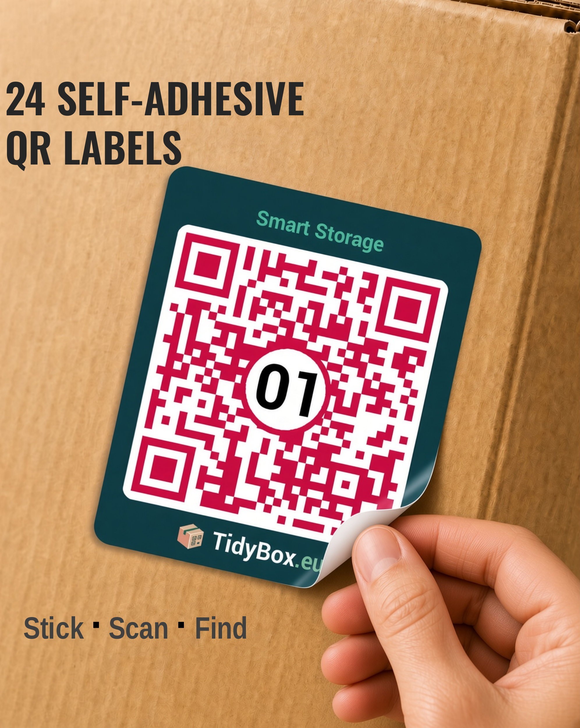 24 Smart QR Storage Labels – AI Photo Inventory for Bins, Totes, Boxes
