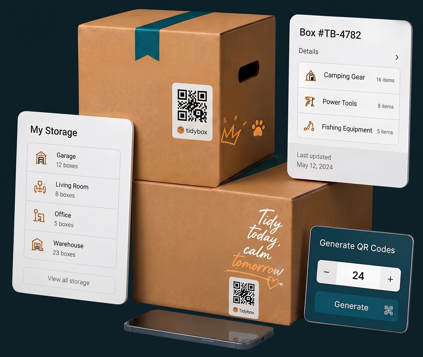 TidyBox smart label mockup